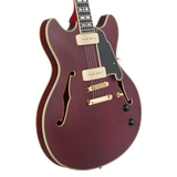 D'Angelico Deluxe DC (with Stopbar Tailpiece) Satin Trans Wine